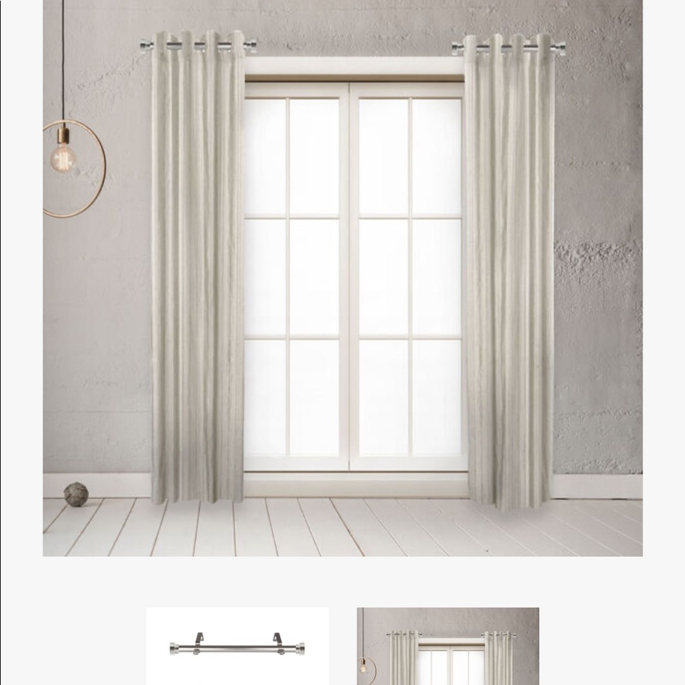 New  Rod Desyne Satin Nickel Side Curtain Rod, Set of 2